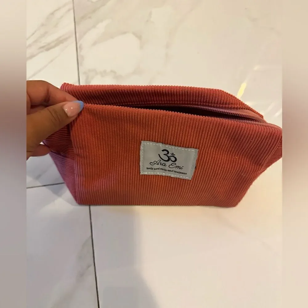 Pinkish corduroy cosmetic bag #16